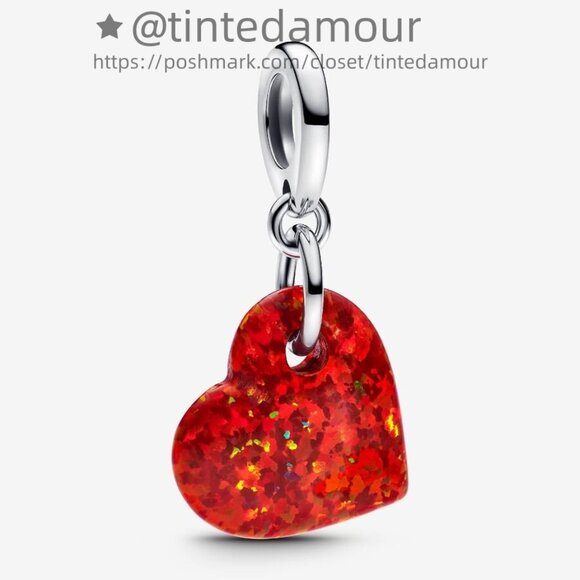 Pandora Opalescent Red Heart Dangle Charm - Picture 1 of 2